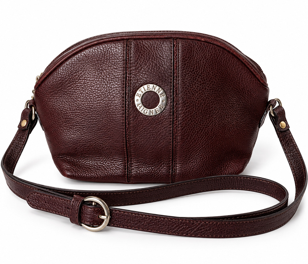 Etienne Aigner Vintage Leather Shoulder Crossbody Bag Brown Made in Korea